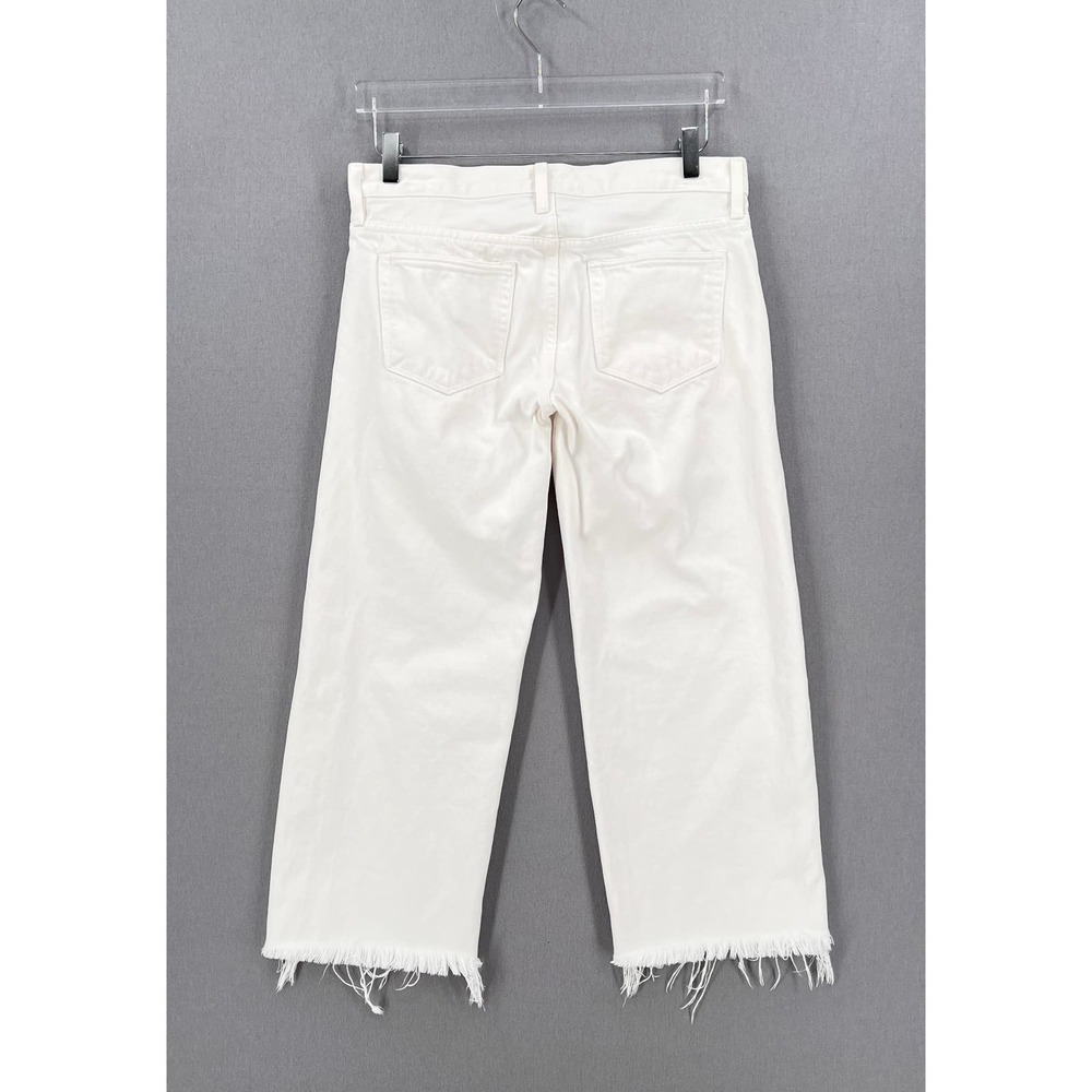 SIMON MILLER Lamere Crop Jeans Womens 27 White Straight Leg Raw Hem Rigid Denim - Picture 3 of 14